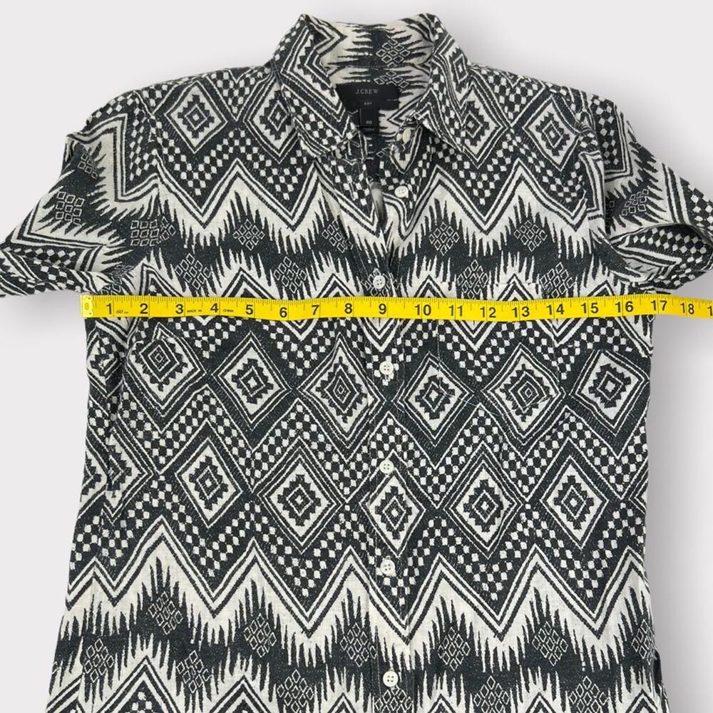 J.Crew 100% Linen Boy Shirt in Diamond Ikat Size 00 - Picture 4 of 5